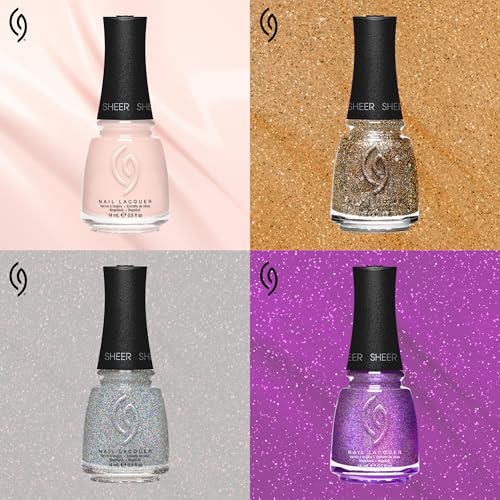 China Glaze Good Luxe Charm Periwinkle Blue Glitter Nail Polish 0.5 fl oz