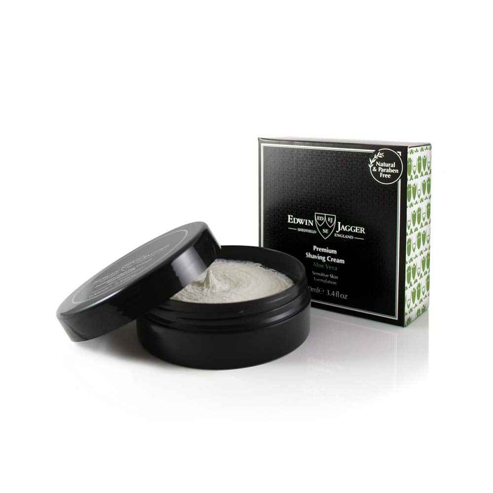 Edwin Jagger 99.9% Natural Premium Shaving Cream, 100ml Tub - Aloe Vera, 3.4-Ounce