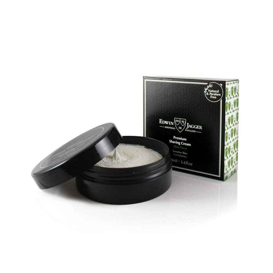 Edwin Jagger 99.9% Natural Premium Shaving Cream, 100ml Tub - Aloe Vera, 3.4-Ounce