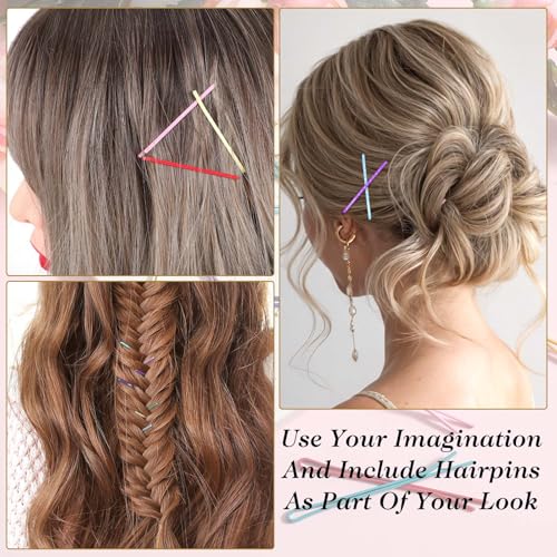 50 Colorful Bobby Pins - 2.2 Inch Metal Hair Clips for All Styles