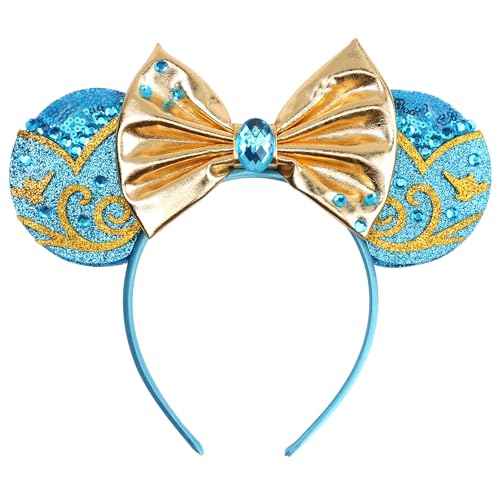 Sparkling Mouse Ears Sequin Bow Ears Headband for Women Dazzling Princess Hair Band Headwear for Princess Costume Theme Birthday Party