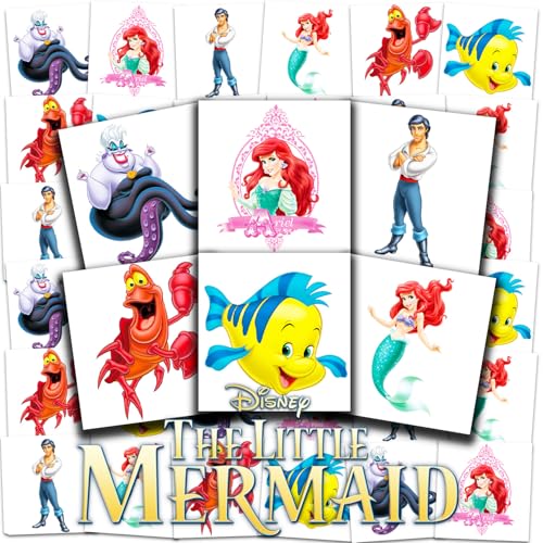 Little Mermaid Temporary Tattoos - 72 Pack Party Favors