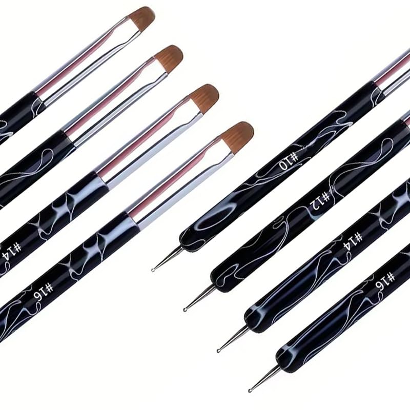 4-Piece Double-Ended Nail Art Brush Set for Gel Polish & Acrylic
