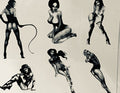 Black Henna Retro Pinup Girls Temporary Tattoo Sheets