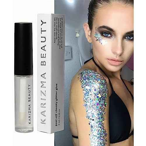 Cosmetic Glitter Glue, The Original Peel Off Formula. KARIZMA Beauty. Face Chunky Glitter Glue Adhesive Body Cosmetic Makeup Glitter Primer