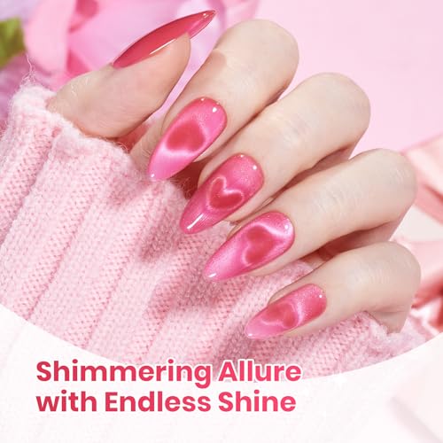 Beetles Pink Cat Eye Gel Nail Polish Set - 6 Colors