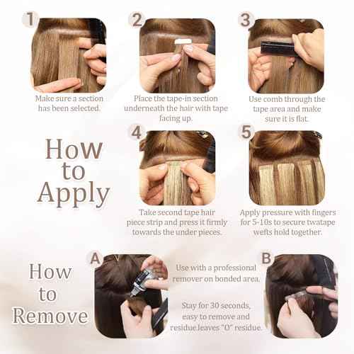Tape in Hair Extensions Human Hair, 16 Inch Chestnut Brown/Golden Blonde Remy Human Hair for Women Skin Weft 20pcs 50g/pack Invisible Tape in Hair Extensions (#P6/22, 16 Inch)