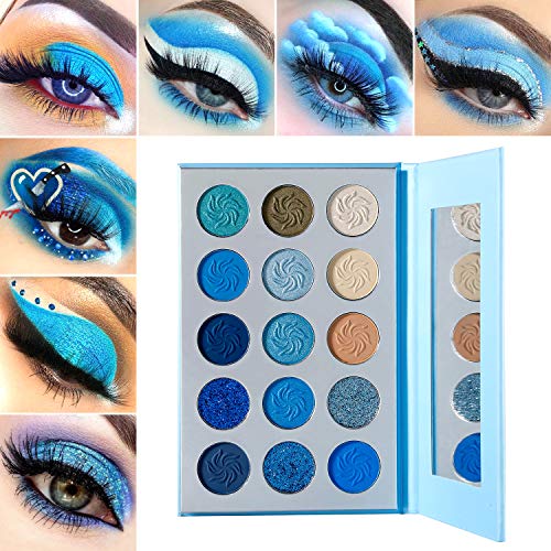 DE'LANCI Space Blue Eyeshadow Palette - 15 Colors