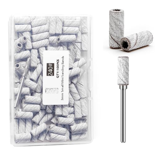 100pcs Nail Sanding Bands 240 Grit with Mandrel Bit for Manicures