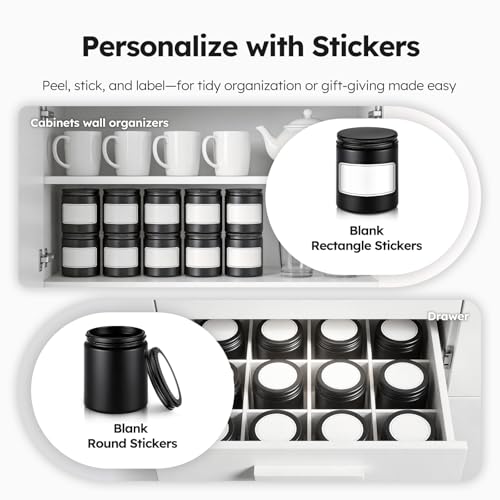 8 oz Black Glass Jars with Metal Lids - Set of 3, Black-Black Lids