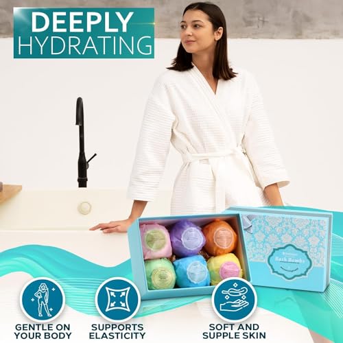 Bellisso 6 Pack XXL Bath Bombs with Natural Dead Sea Salt & Essential Oils - 4.1 oz Each Gift Set