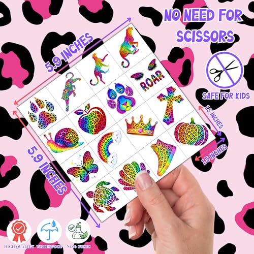 Cheetah Print Temporary Tattoos - 96 PCS Kids Party Favors
