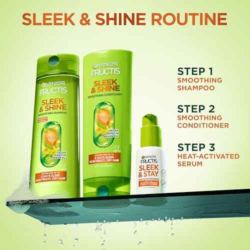 Garnier Fructis Sleek and Shine Sleek and Stay Hair Serum for Frizzy, Dry Hair, Heat Protectant Formulated with Alpha Silane, 1.7 Fl Oz(Packaging May Vary)