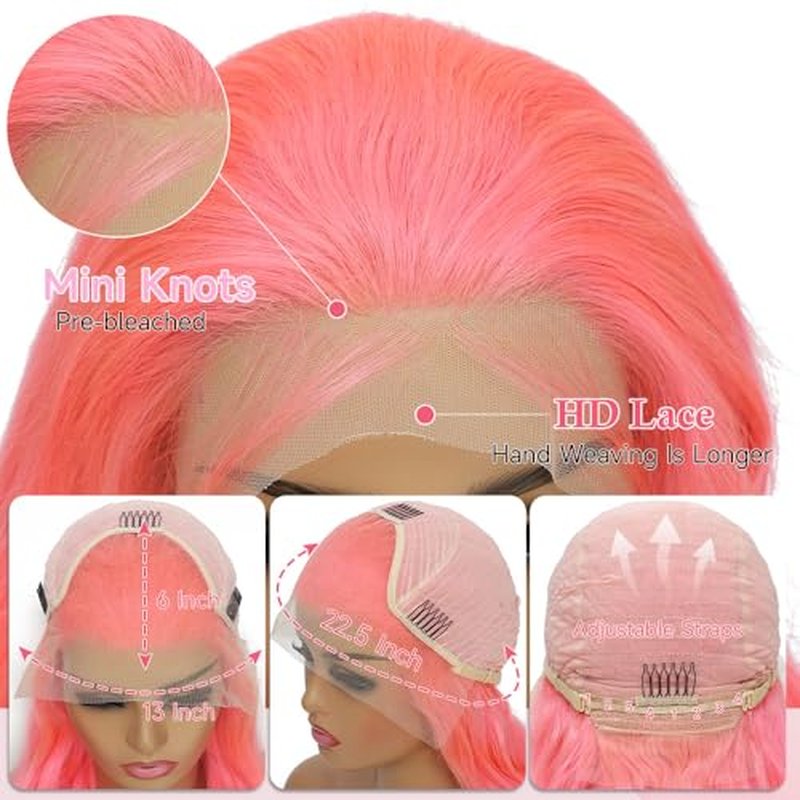 Kassamo 32-Inch Pink Lace Front Wig - 250 Density Body Wave Human Hair