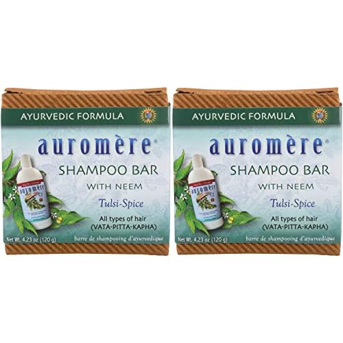 Auromere Ayurvedic Shampoo Bar - Eco Friendly, Handmade, Vegan, Cruelty Free, Natural, Non GMO, All in One Bar for Soap and Shampoo (4.23 oz), 2 pack