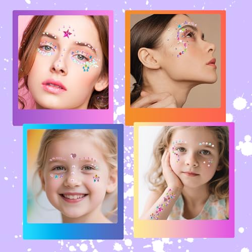 56Pc Face Painting Stencil Kit with Brushes & Gems