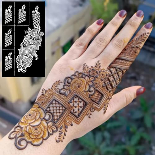Reusable Henna Tattoo Stencils Kit, 9 Sheets Mehendi Template