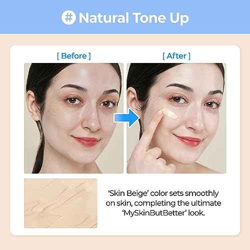 numbuzin No.3 Porcelain Base-skip Tone Up Beige | SPF50+ PA++++ | Lightweight, Hydrating | Zinc Oxide, Niacinamide | Sheer, Natural Finish, Evens Skin Tone | Korean Skincare 1.69 fl. oz.