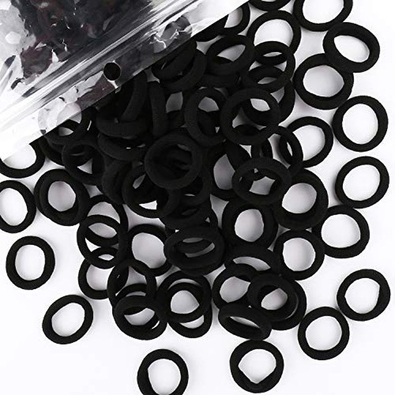 200Pcs Black Baby Hair Bands – Seamless Toddler Hair Ties