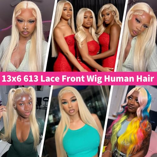 20 Inch 613 Blonde Lace Front Wig Human Hair 200% Density