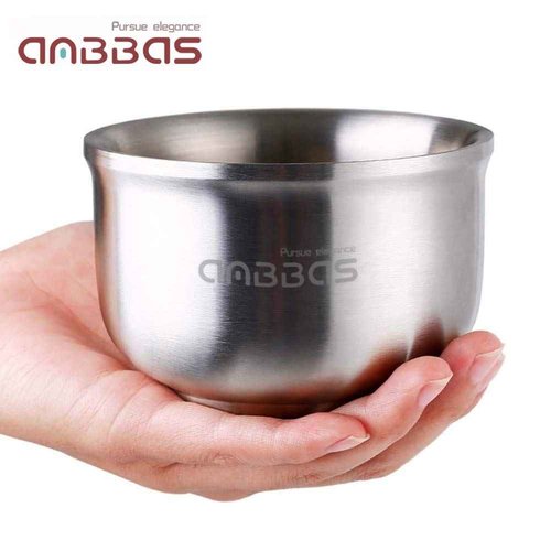 Anbbas Shaving Soap Bowl,3 Layers Food-Grade 304 Stainless Steel Shaving Cream Mug Cup for Brush Men Close Shave(Dia: 4.1 inches)