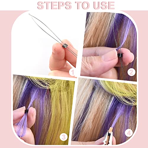 Vlasy 1PCS Hair Extension Loop Needle Threader Pulling Hook Tools Micro Loop Nano Beads Device Hair Extension Threader for Hair or Feather Extensions