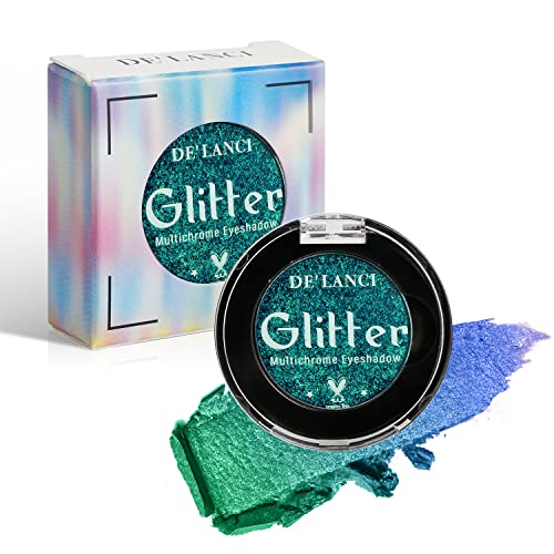 DE'LANCI Duo Chrome Green Eyeshadow - Peacock Blue Shimmer