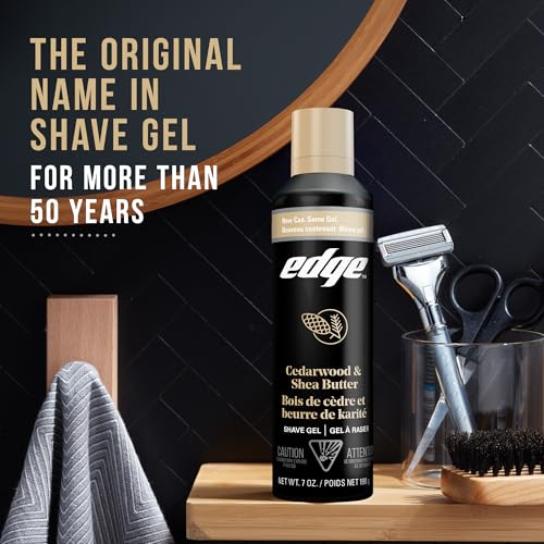 Edge Shave Gel for Men, Cedarwood & Shea Butter, 7oz (3 Pack) - Shaving Gel For Men That Moisturizes, Protects and Soothes To Help Reduce Skin Irritation (Packaging May Vary)