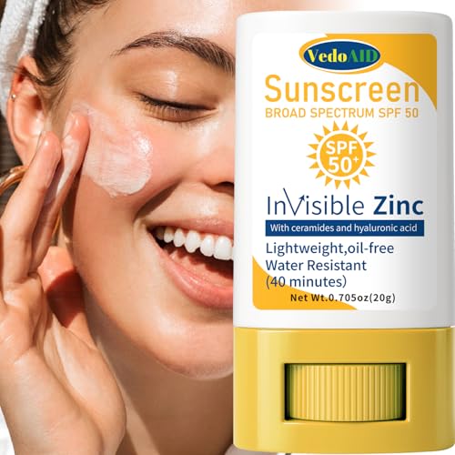 VedoAID Invisible Zinc Sunscreen Stick SPF 50 - Water Resistant & Hydrating
