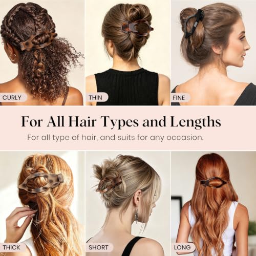 Large Flat Hair Clips for Women, 4-Pack French Claw Clips
