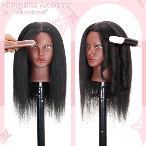 16" Human Hair Mannequin Head with Stand for Braiding & Styling