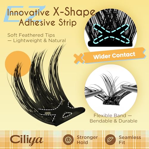 Self Adhesive Eyelashes Cluster Natural Look, 10-16mm Pre Glued Lash Clusters Multi-Day Wear Press on Lashes No Glue Needed, Reusable, DIY Eyelash Extensions for Daily Use