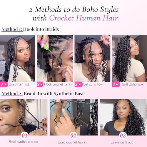 Urbeauty Feather Crochet Human Hair 18" Deep Wave Boho Braids