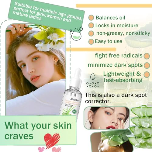 2PCS Aloe Vera Face Serum,Hydrating Facial Serum,Moisturizing Face Serum for All Skin