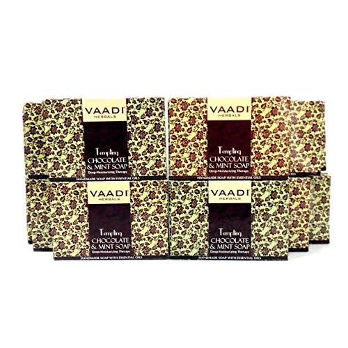 Vaadi Herbals Chocolate and Mint Bar Soap - Handmade Herbal Soap - ALL Natural - Best Moisturizer - Each 2.65 Ounces - Pack of 12 (32 Ounces, 2 Lb)