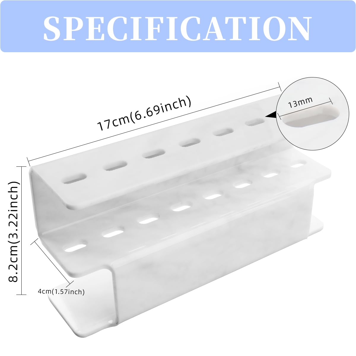 Mekupeu 8 Holes Tweezers Shelf Holder Eyelash Extension Supplies Display Stand, Marble, 1 Pc