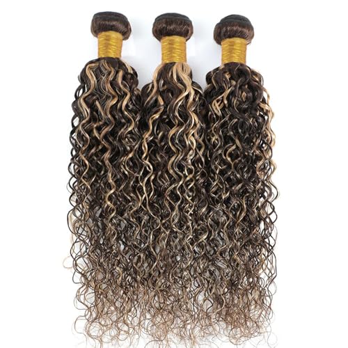 P4613 Curly Hair Bundles 24-28" Ombre Brown Blonde 3pc