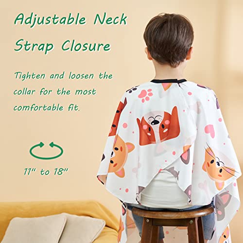 Kids Barber Cape with Adjustable Neck - Cartoon Dog & Cat Pattern