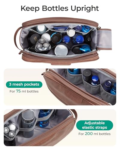 BAGSMART Large Soft Matte PU Leather Toiletry Bag for Men