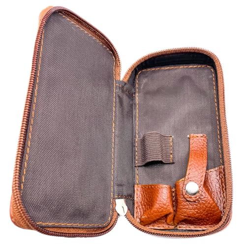 Parker Saddle Brown Leather Safety Razor Travel Case