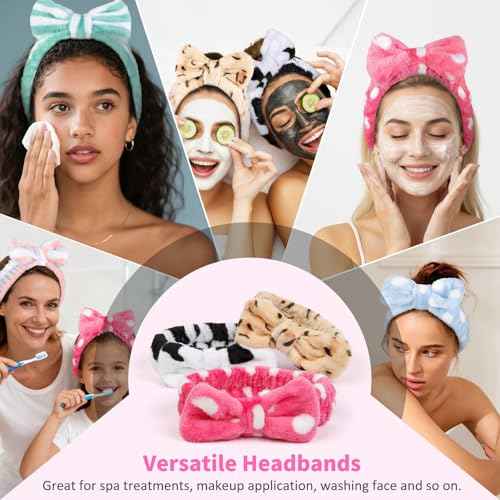 Huachi Headbands for Washing Face Spa Headbands for Women Girls Bulk: Cute Skincare Makeup Headband, Facial Face Wash Head Bands 8Pack Stocking Stuffers for Womens and Teen Girls