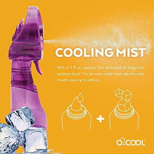 O2COOL Deluxe Handheld Battery Powered Water Misting Fan (Purple)