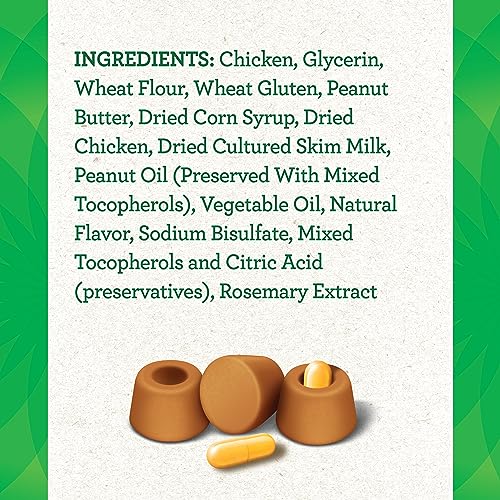 GREENIES PILL POCKETS for Dogs Capsule Size Natural Soft Dog Treats with Real Peanut Butter, 7.9 oz. Pack (30 Treats)