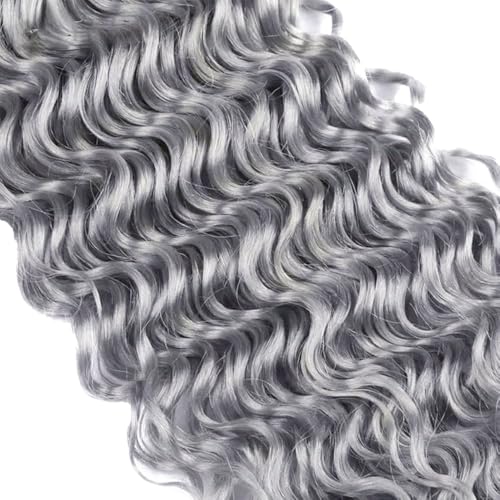Fridnae Silver Deep Wave Human Hair Bundles 22/24/26 Inch - Grey-#GreyDP, 150g Each