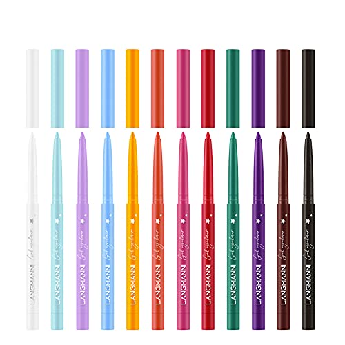12 Colors Waterproof Gel Eyeliner Pencil Set - Long-Lasting Matte