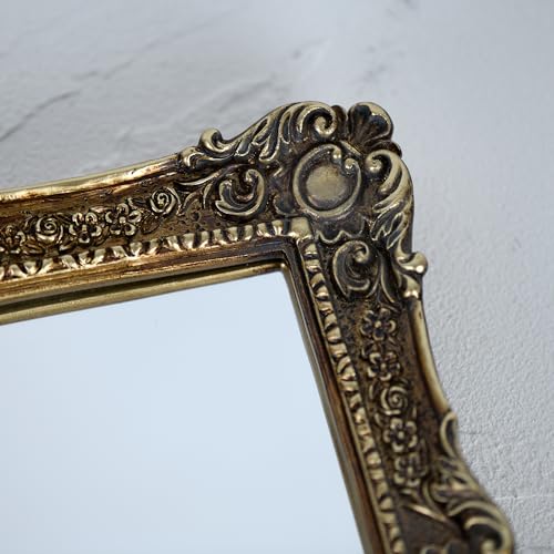 Antique Gold Wall Mirror 12 x 10 Inches - Freestanding or Wall Mount Decor