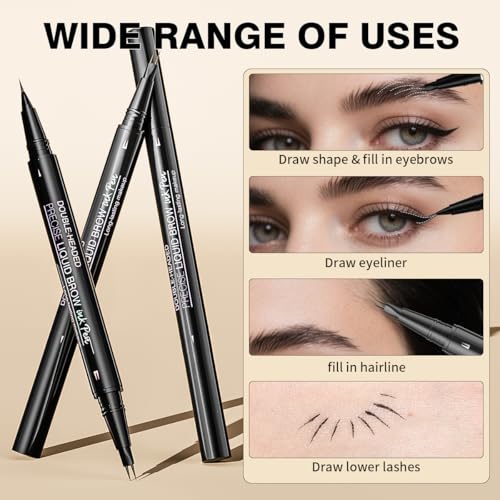 Microblading Eyebrow Pencil Waterproof 2-in-1 Dual-Ended Brow Pen