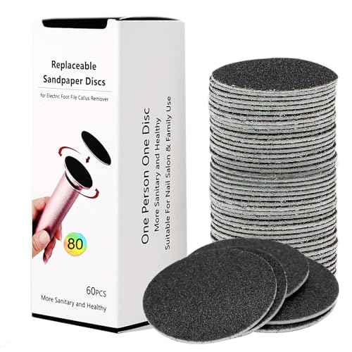 60pcs Replaceable Sandpaper Refill Discs 80 Grit for Electric Foot File Callus Remover Hard Dry Dead Skin Removal (Coarse 80 Grit)