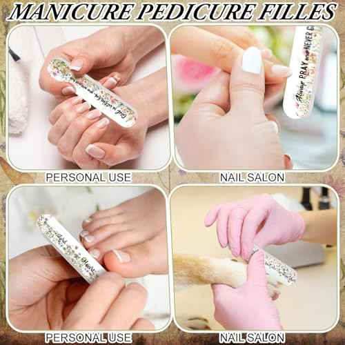 50 Pcs Christian Gifts for Women Bulk Christian Nail File Bulk Mini Bible Scripture Emery Board Nail Files Religious Appreciation Gifts for Employee Teacher Staff Coworker Women (Wildflower)
