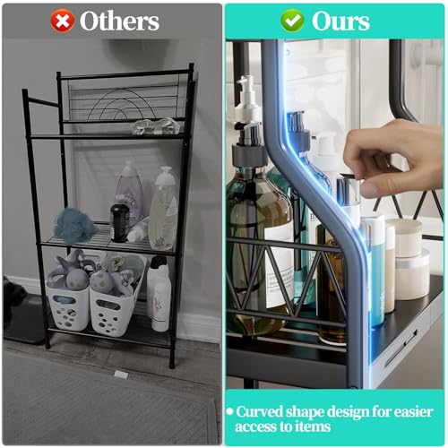HapiRm 3-Tier Narrow Bathroom Shelf Organizer - Expandable Metal Rack